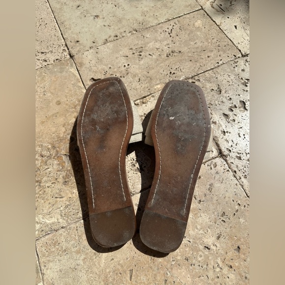 Sam Edelman Beige Linen Slide Sandals with Gold Buckle Inez - Picture 6 of 7